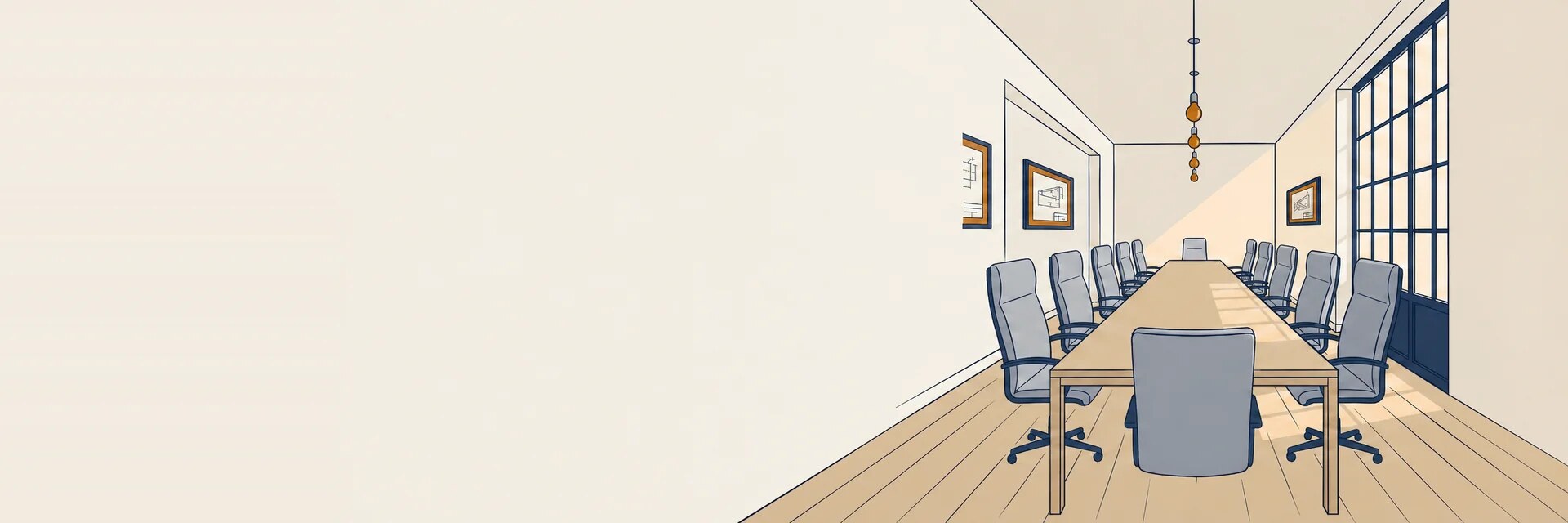 The Parkgrid Engineering boardroom — where the four founding engineers gather to make decisions, illustrated in editorial style